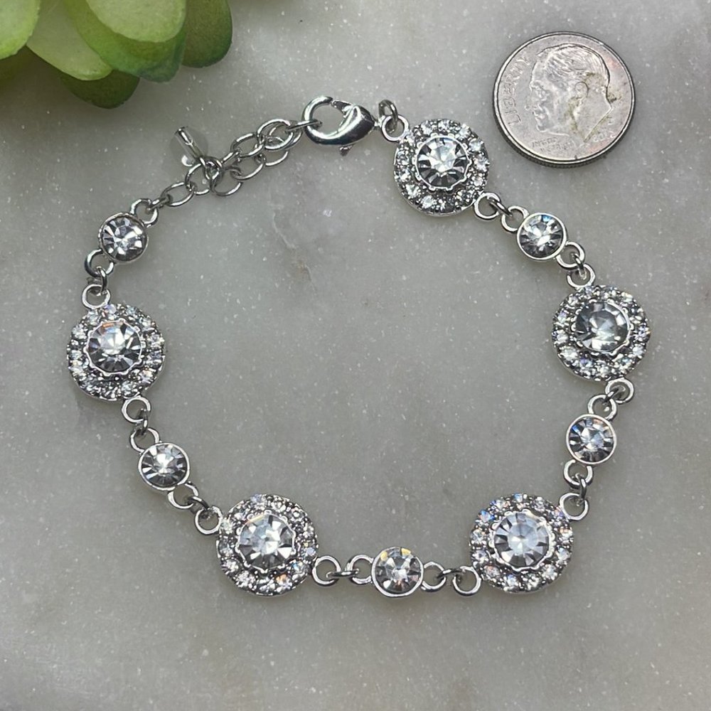 Napier 5 Stone Sparkling Crystal Chain Bracelet - Picture 3 of 5